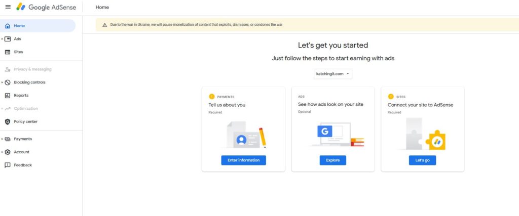 Google AdSense Dashboard